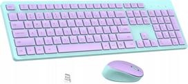Belaidė klaviatūra ir pelė QWERTY IT, USB, violetinė–žalia