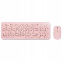 Belaidė pelė ir klaviatūra Reinston EKB02, USB, 2.4 GHz, rožinė