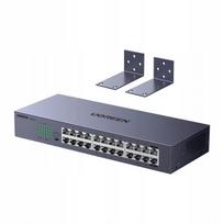 Tinklo komutatorius UGREEN CM740, 24 jungtys, gigabitinis, metalinis, montuojamas į spintą, 6 kV apsauga