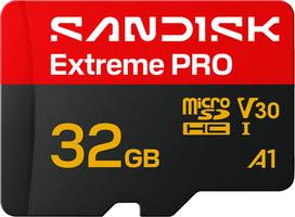 SANDISK 32GB Extreme PRO UHS-I U3 V30 microSDHC memory card (SDSQXCO-032G-GS6MA)