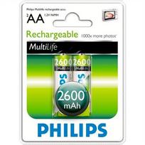 PHILIPS Rechargeable AA NiMH battery 2600mAh 2pcs