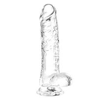 SuperLove Jelly Dildo with Balls 20cm Clear