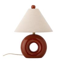 Raudonos spalvos/kreminės spalvos iš keramikos stalinis šviestuvas (aukštis 42 cm) su tekstiliniu gaubtu Panja – Bloomingville