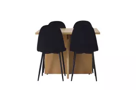 Valgomojo stalas Leo 100*75 - Oaklook / Oaklook MDF + Valgomojo kėdė Polar - Juodos kojos / Black Velvet _4
