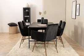Uno Dining Table - Black / Black Veneer+Petra Chair - Distressed Copper / Black Velvet_6