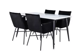 Jimmy Dining Table - Black / White HPL+Petra Chair - Black / Black Velvet_4