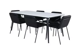 Jimmy Dining Table - Black / White HPL+Tvist Chair - Black / Black PU_6