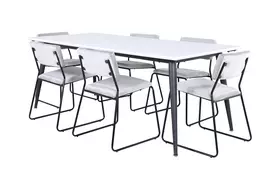 Jimmy Dining Table - Black / White HPL+Kenth Chair - Black / Light Grey Velvet_6
