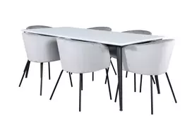 Jimmy Dining Table - Black / White HPL+Berit Chair - Black / Light Grey Velvet_6