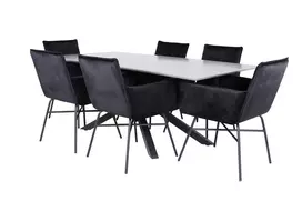 Piazza Dining Table - Black / Grey Veneer+Petra Chair - Black / Black Velvet_6