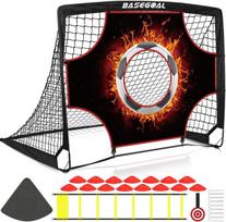 Futbolo vartai vaikams, 120x90x90cm iššokantis futbolo vartų treniruočių rinkinys su judrumo kopėčiomis, taikiniu, kūgiais ir nešiojamuoju krepšiu, skirtas futbolo vartams vidaus ir lauko vaikų treniruočių rinkinio dovana