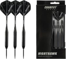 23 g žalvarinių smiginio rinkinys "nighthawk" su plieniniais antgaliais | 3 smiginiai su 6 kotais ir plunksnomis | Įeina kiti priedai | Smiginiai su plieniniais antgaliais