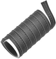 Automobilio salono dekoratyvinė juosta iš eko odos 2 m x 15 mm, juoda su sidabrine siūle