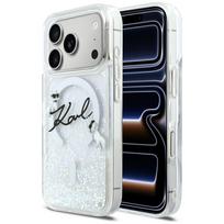 Karl Lagerfeld Liquid Glitter Karl Script Logo MagSafe dėklas iPhone 17 Pro, skaidrus