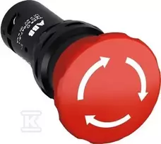 ABB 1SFA serijos pasukimo atleidimo avarinio sustabdymo mygtukas, skydinis, 22 mm išpjova, 2NC, IP66, IP67, IP69K