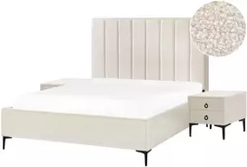 Lova Beliani Miegamojo baldų komplektas SEZANNE Boucle kreminės spalvos 160 x 200 cm