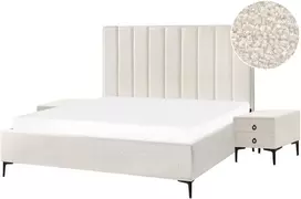 Lova Beliani Miegamojo baldų komplektas SEZANNE Boucle, kreminės spalvos, 180 x 200 cm
