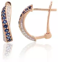 Diamond Sky Jewelry Auksiniai auskarai su deimantais ir safyrais „Safyrų melodija“