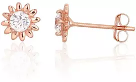 Diamond Sky Jewelry Auksiniai auskarai-vinukai su cirkoniais „Auksinė Saulė IV“