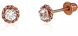Diamond Sky Jewelry Auksiniai auskarai-vinukai su cirkoniais „Auksinė Gėlė XXX“
