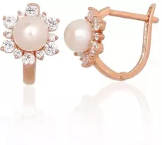 Diamond Sky Jewelry Auksiniai auskarai su cirkoniais ir perlais „Galos XV“