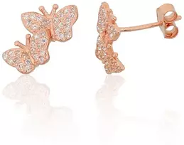 Diamond Sky Jewelry Vaikiški sidabriniai auskarai-vinukai su cirkoniais „Butterfly Waltz“