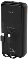 Wozinsky WFC-15B 20000mAh 22,5W PD20W powerbankas su integruotais Lightning ir USB-C laidais - Juodas
