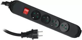 Plastrol PS-PRO prailgintuvas 4 lizdų su įžeminimu ir jungikliu, 32,5mm2, H05RR-F juodas