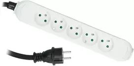 Plastrol Ilgintuvas PS-PRO 5 lizdų su įžeminimu, 32,5 mm2, H05VV-F baltas