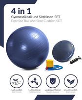 C4b Gimnastikos kamuolys 65 cm ir kamuolio sėdynės pagalvėlė 33 cm su pompa rinkinyje - balansavimo pagalvėlė, sėdimas kamuolys, treniruočių kamuolys, dygliuota pagalvėlė, nugaros treniruotės fitnesui, jogai, gimnastikai, core, stipriai nugarai, navy peon