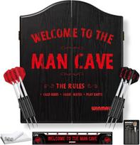 Winmau Man Cave dovanų rinkinys su smiginio lenta, spintelė, strėlėmis ir metimo linija