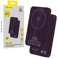 Blavec išorinė baterija 5000mAh BJ-04 itin plona 7,8mm – C tipo – 22,5W magnetinė indukcinė Magsafe 3 viename (PBBJ04-MC5P) violetinė stiklinė