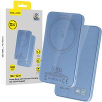 Blavec išorinė baterija 5000mAh BJ-04 itin plona 7,8mm – C tipo – 22,5W magnetinė indukcinė Magsafe 3 viename (PBBJ04-MC5LB) šviesiai mėlyna stiklinė
