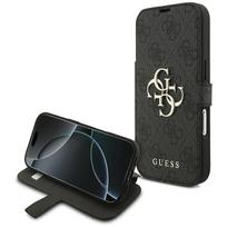 Guess Book 4G Metal Logo dėklas, skirtas iPhone 18 Pro / iPhone 17 Pro, juodas