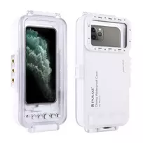 Puluz vandeniui atsparus iPhone dėklas iki 45 m, skirtas povandeninėms nuotraukoms ir vaizdo įrašams (baltas)