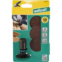 Šlifavimo diskų rinkinys kampiniam šlifuokliui Wolfcraft, 50 mm, 4 vnt.
