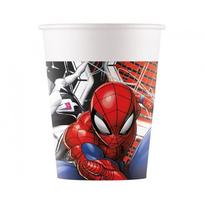 Popieriniai puodeliai „Spiderman World of Web“ 200 ml (8 vnt.) – Žmogaus Voro gimtadienio puodeliai