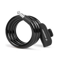 Wozinsky WPB-01R nešiojamoji spyna su apsauginiu trosu ir 2 raktais, skirta elektriniams dviračiams bei motociklams, juoda