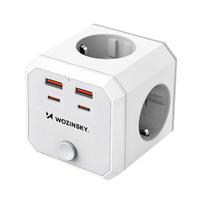 Wozinsky WKZ-4B maitinimo kubas, 4 × AC, 2 × USB-A, 2 × USB-C, PD 20 W, 4000 W, baltas
