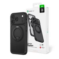 AmazingThing Titan Pro Spin Lens dėklas, skirtas iPhone 18 Pro, su sukamuoju žiedu ir dirželio tvirtinimu, suderinamas su MagSafe – spalva: juoda