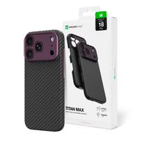 AmazingThing Titan Max Lens dėklas, skirtas iPhone 18 Pro, iš aramido pluošto, su kameros apsauga, suderinamas su MagSafe – spalva: violetinė