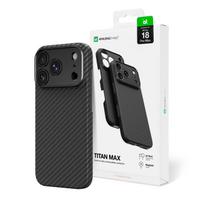 AmazingThing Titan Max Lens dėklas, skirtas iPhone 18 Pro Max, iš aramido pluošto, su kameros apsauga, suderinamas su MagSafe – spalva: juoda