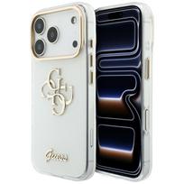 Guess IML 4G Script Metal dėklas, skirtas iPhone 17 Pro Max / 18 Pro Max – spalva: balta