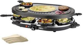 Princess 162700 „Raclette 8 Oval Grilis Party“, 8 asmuo(-ys), Juoda, Nerūdijančio plieno, Ovalus, 430 x 300 mm, Besisukantis, 2 m