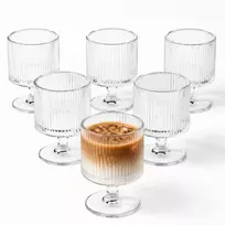 Eu Sandelis 6 gofruotų stiklinių su kojelėmis rinkinys desertams ir gėrimams, 250 ml SZK227ZESTAW6