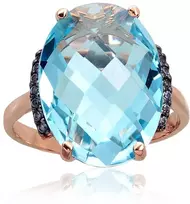 Diamond Sky Jewelry Auksinis žiedas su cirkoniais ir topazais „Karališkas Topazas VII“