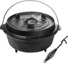 Overmont Dutch Oven ketaus puodas stovyklavimui ir laužui, 6.3l