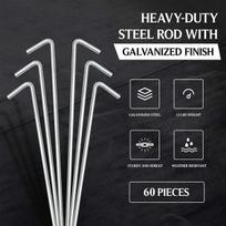Kaheign 60 metalinių palapinių kuoliukų rinkinys, 22 cm galvanizuoti palapinių kuoliukai, stovyklavimo žemės inkaras, žemės inkaras, tvirti plieniniai kuoliukai palapinės tvirtinimui, sodo apvadai, tvoros kabliukai stovyklavimui
