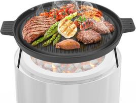 Ketaus grilio plokštė su nuimamomis kojelėmis, bbq kepimo plokštė skirta solo stove 15 colių ranger laužavietei, skersmuo 35.5 cm, grilio padėklai su rankena skirti kepti ant grotelių, šoninei, omletams, daržovėms