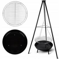 Maltec pakabinamas trikojis grilis su grotelėmis, lauko židinys, 50 cm, plieninis, didelis